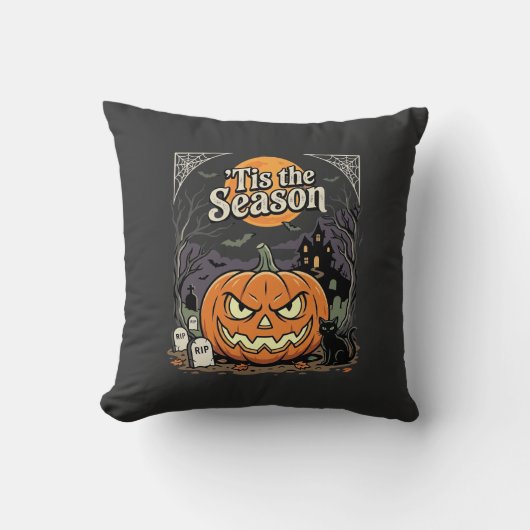 Coussin Design de chat de citrouille de la saison d'Hallow (Recto)