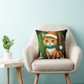 Coussin Design de chat de Noël : Style de vacances mignon (Chaise)