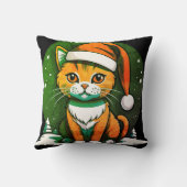 Coussin Design de chat de Noël : Style de vacances mignon (Verso)