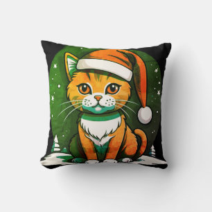 Coussin Design de chat de Noël : Style de vacances mignon 