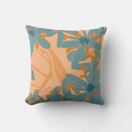 Coussin Design de feuille contemporain pêche (Recto)