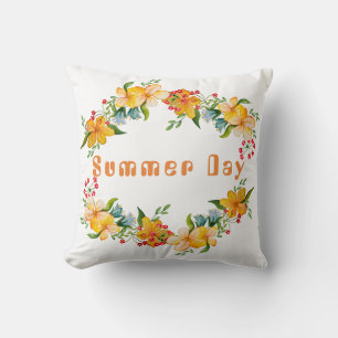 Coussin Design de fleur d'aquarelle mignonne