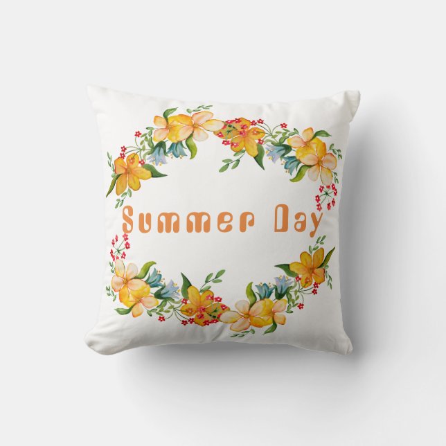 Coussin Design de fleur d'aquarelle mignonne (Recto)