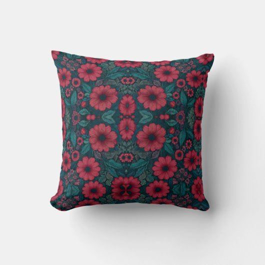 Coussin Design de fleurs rouges (Recto)