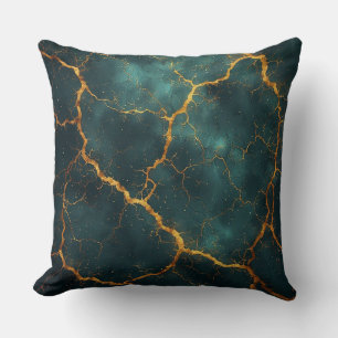 Coussin Design de luxe abstrait de résilience Kintsugi dor