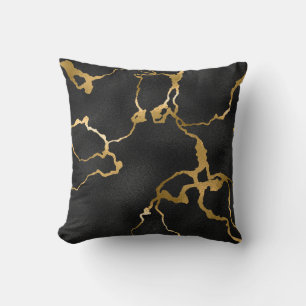 Coussin Design de luxe noir et or motif glam