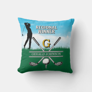 Coussin Design de monogramme Customisé Golfer