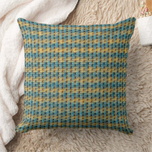 Coussin Design de motif abstrait bleu et ocre 1315