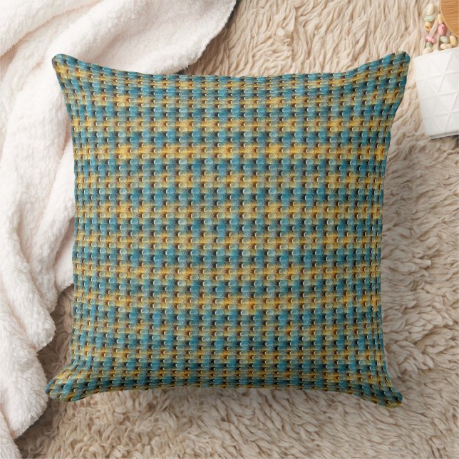 Coussin Design de motif abstrait bleu et ocre 1315 (Couverture)
