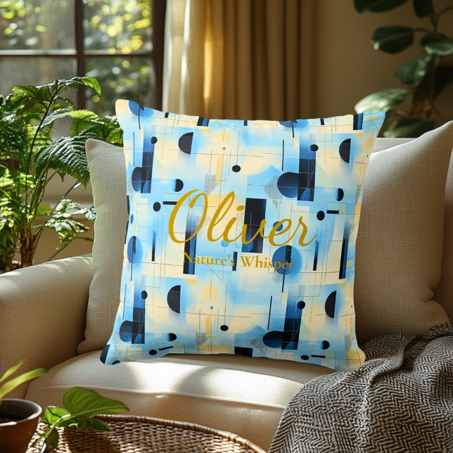Coussin Design de motif géométrique abstrait bleu moderne (Créateur téléchargé)