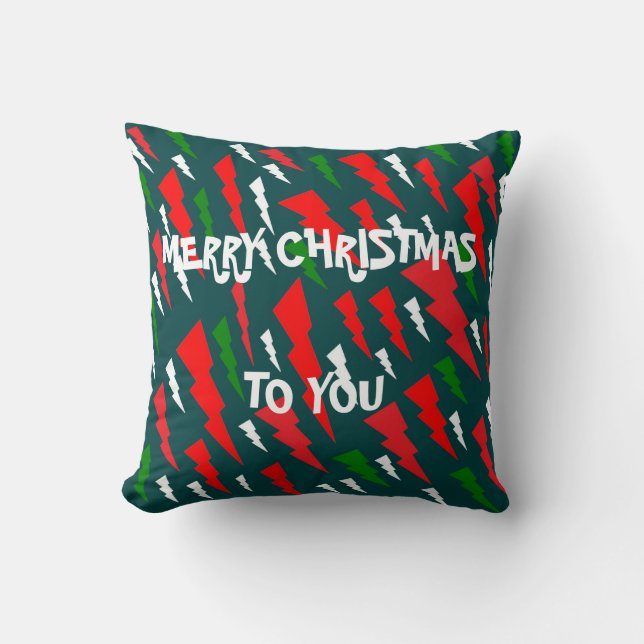 Coussin Design de Noël deux teintes vert plus rouge blanc (Recto)