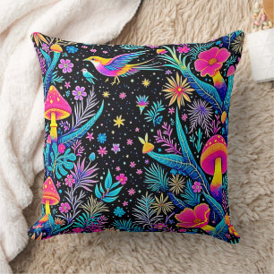 Coussin Design de rêve de nuit de la Forêt Magique de Neon