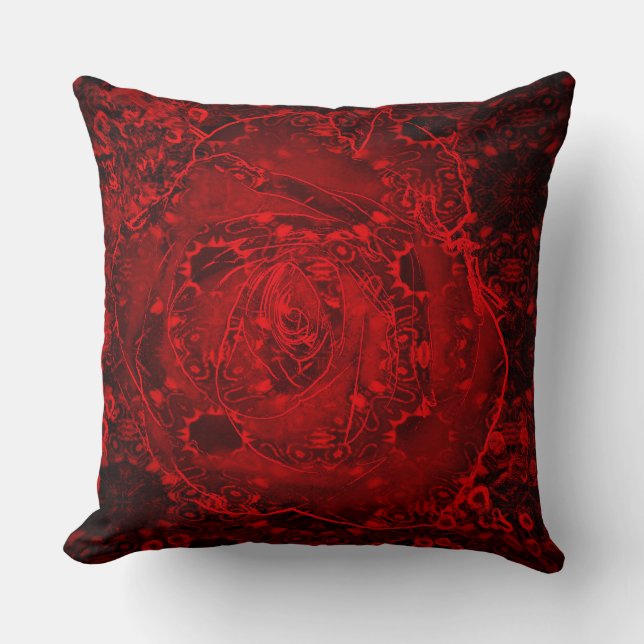 Coussin Design de rose rouge profonde (Recto)