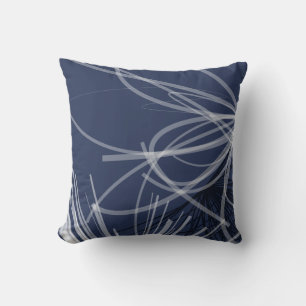 Coussin Design de ruban Abstrait bleu et blanc