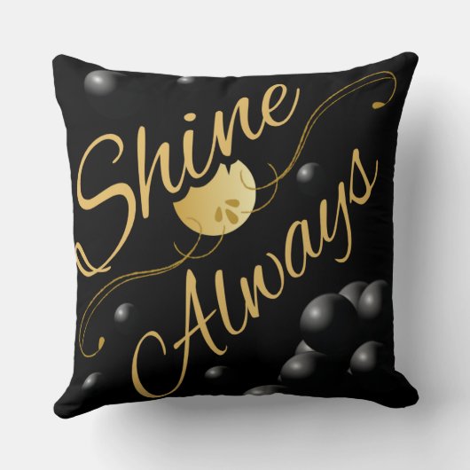 Coussin Design de système solaire en texte doré (Verso)