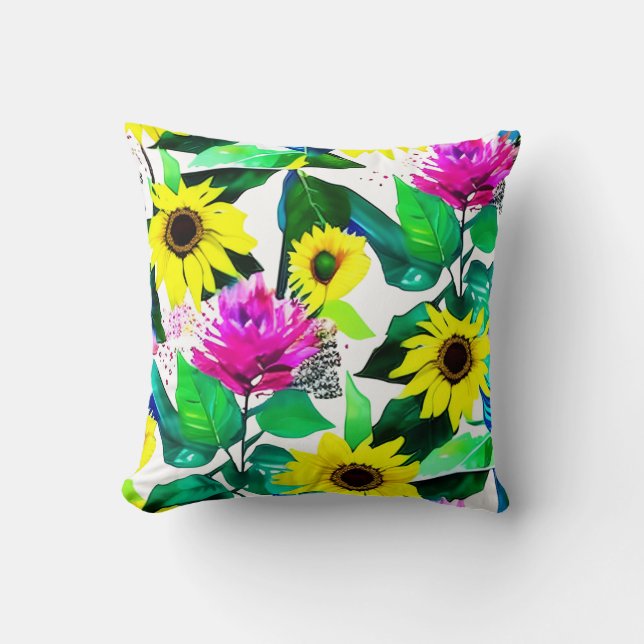 Coussin Design de tournesol Watercolor (Recto)