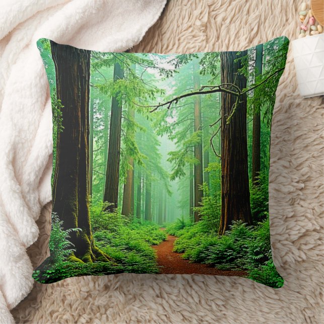 Coussin Design de tranquillité de la forêt de Redwood (Couverture)