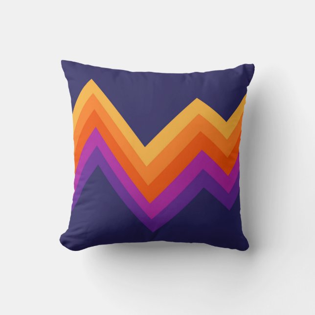 Coussin Design de zigzag rouge, orange et jaune rétro (Recto)