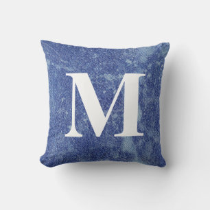 Coussin Design Denim Washed #12 avec Monogramme