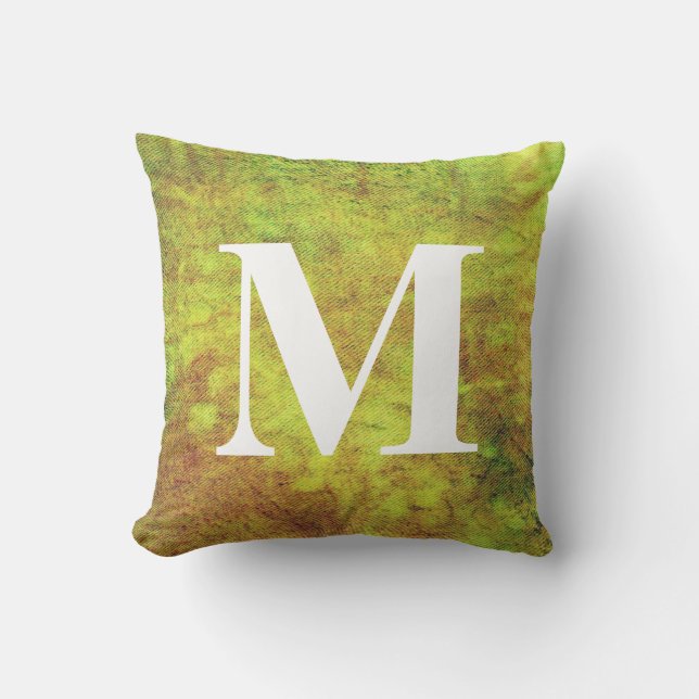 Coussin Design Denim Washed #5 avec Monogramme (Recto)