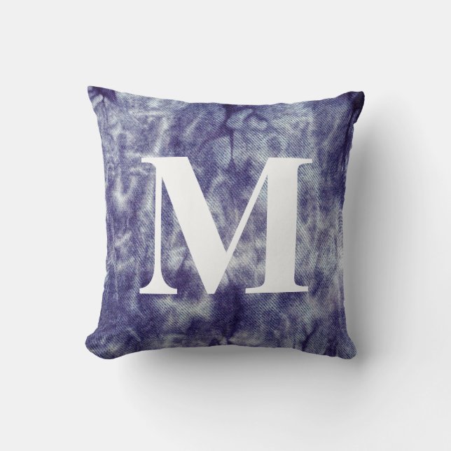 Coussin Design Denim Washed #6 avec Monogramme (Recto)