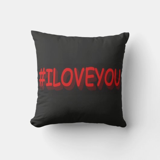 Coussin Design d'expression mignon "#ILOVEYOU". Acheter ma (Recto)