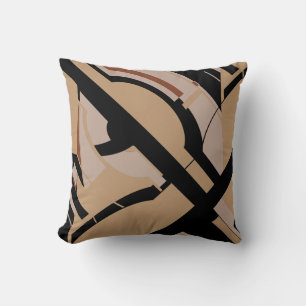 Coussin Design diagonal audacieux noir taupe marron inspir