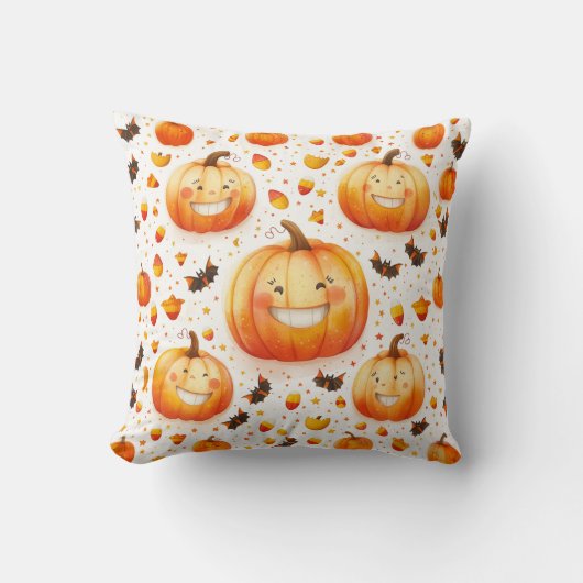 Coussin Design d'illustration citrouille d'Halloween (Recto)