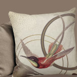 Coussin Design Ecru Hummingbird | Taupe<br><div class="desc">L'oreiller élégant est décoré dans un style artistique, dans une palette de couleurs taupe et ivoire écru terreux. Un design artistique avec un joli colibri comme point focal avec un marron muet et des accents verts terreux sur un arrière - plan abstrait neutre avec composition géométrique circulaire. Ce design élégant...</div>