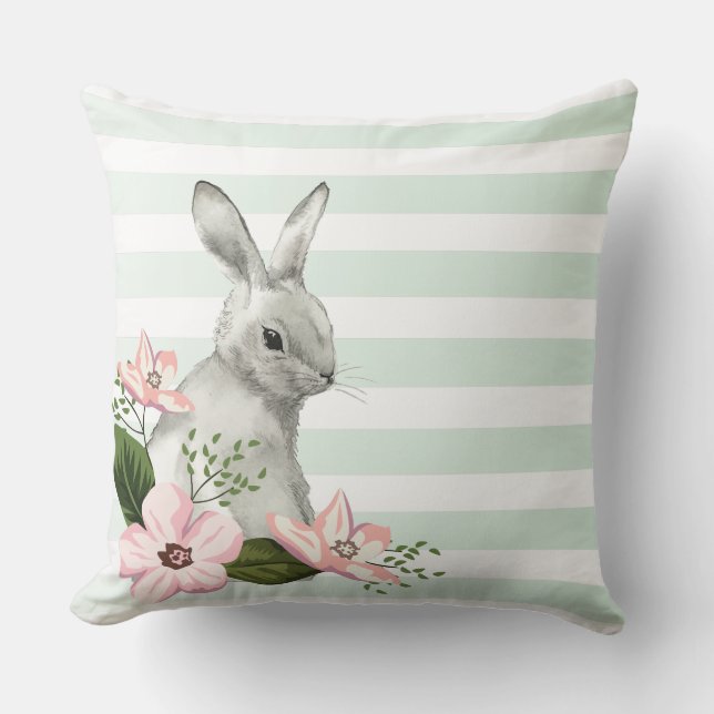 Coussin Design élégant à rayures Bunny (Recto)