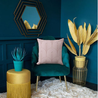 Coussin Design élégant de ventilateur en carreaux rose