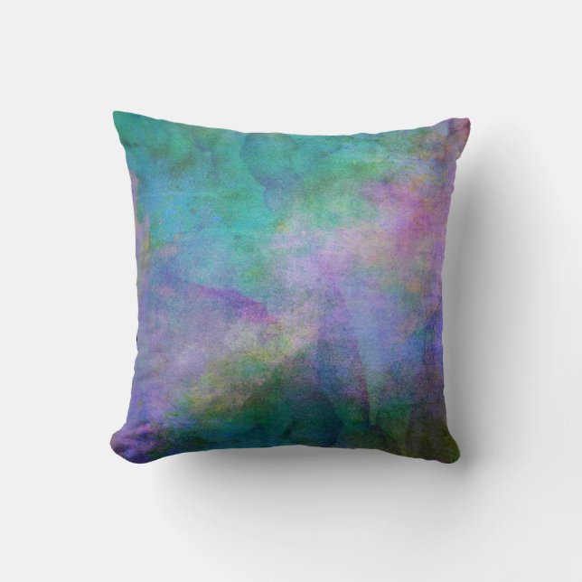 Coussin design élégant turquoise et violet aquarelle (Recto)