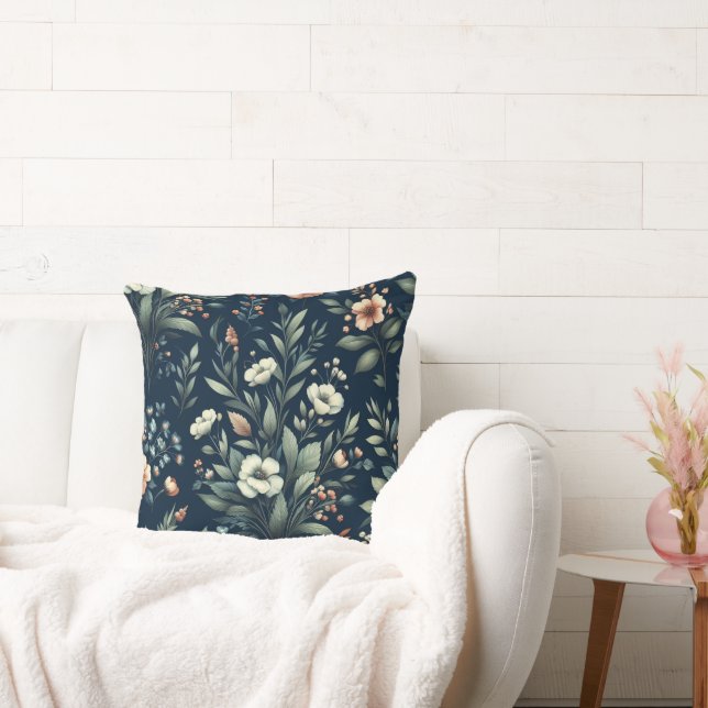 Coussin Design floral Arrière - plan noir (Canapé)