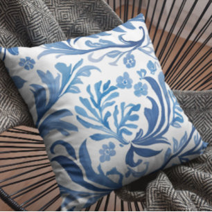 Coussin Design floral bleu et blanc   Chinoiserie Motif