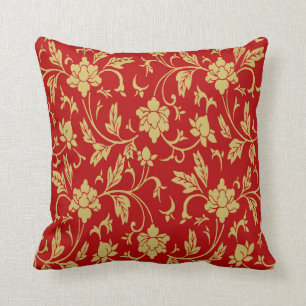 Coussin Design floral chinois classique rouge