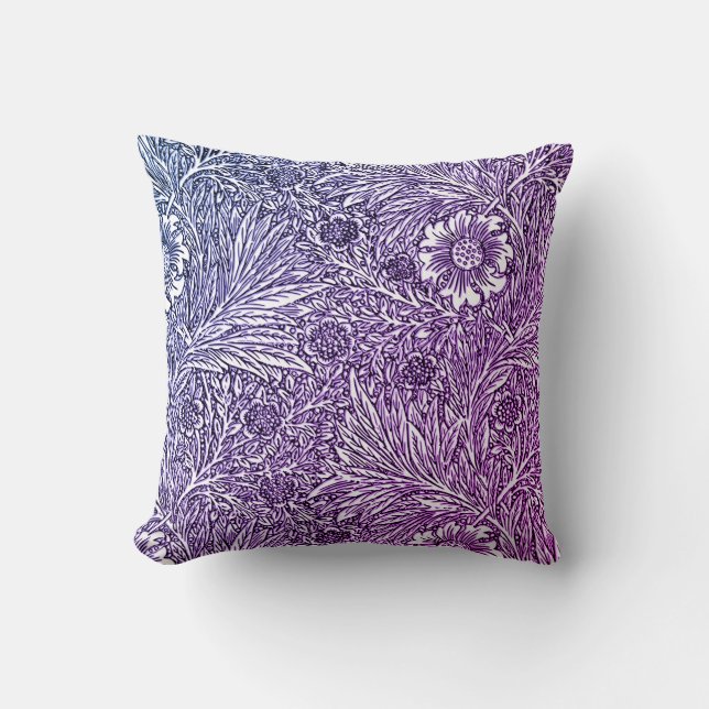 Coussin Design floral complexe dans les tons violets et bl (Recto)