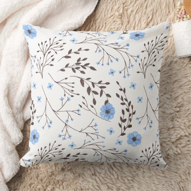 Coussin Design floral en bleu et marron (Couverture)