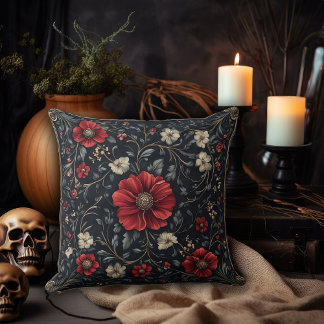 Coussin Design floral foncé