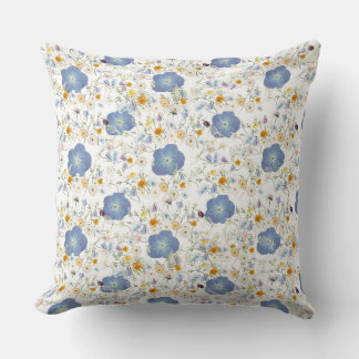 Coussin Design floral gris-bleu