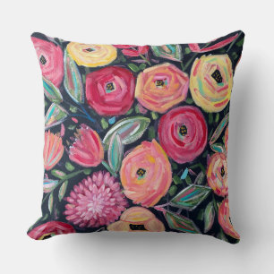 Coussin Design floral peint à la main