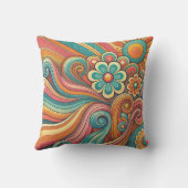 Coussin Design floral psychédélique les années 70 - Art Su (Verso)