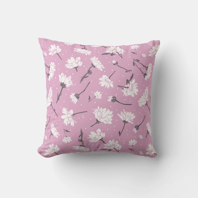 Coussin Design Floral Rose - Art Fleur Élégant (Recto)