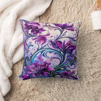 Coussin Design floral violet vibrant sur un Arrière - plan