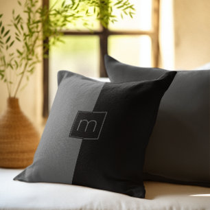 Coussin Design géométrique à écran partagé noir et gris