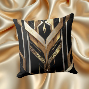 Coussin Design géométrique Art Déco Gold Noir