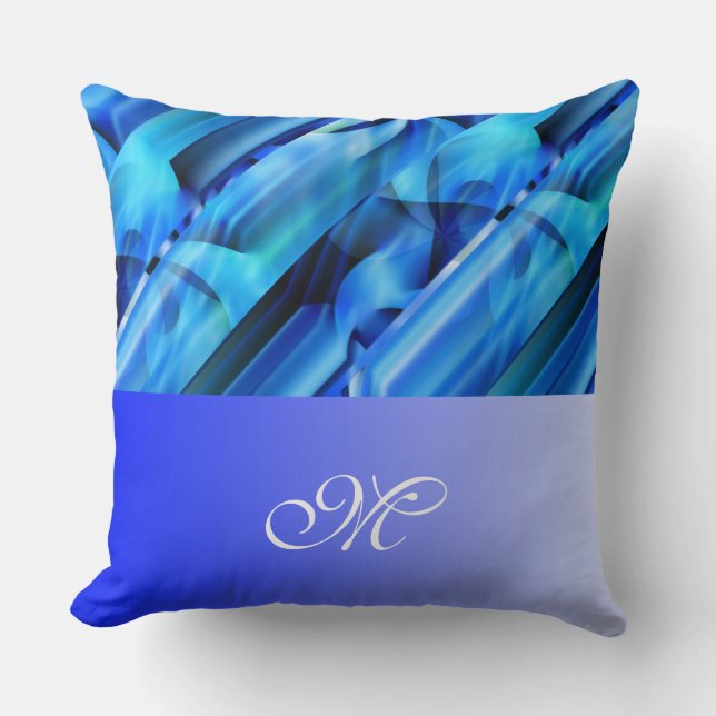 Coussin Design graphique transparent - bleu noir I (Recto)