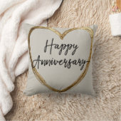 Coussin Design "Happy Anniversary" avec Gold Heart (Couverture)