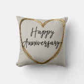 Coussin Design "Happy Anniversary" avec Gold Heart (Recto)