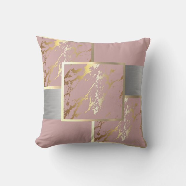 Coussin Design magnifique en marbre rose et or (Recto)