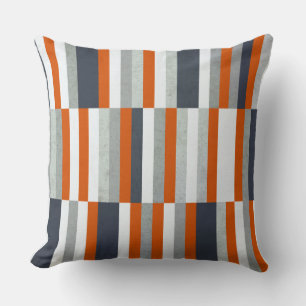 Coussin Design maritime nautique, Rayures Orange, Bleu